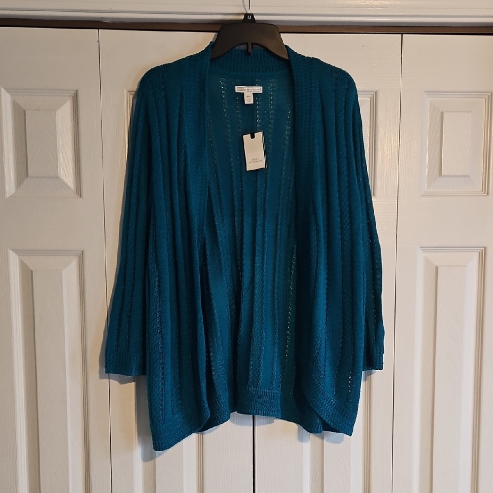 Dana Buchman Teal Open-Front Cardigan